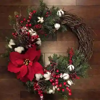 

Christmas Wreaths On The Door Artificial Wreath Door Hanging Decorative Supplies for Christmas Party Decoration
