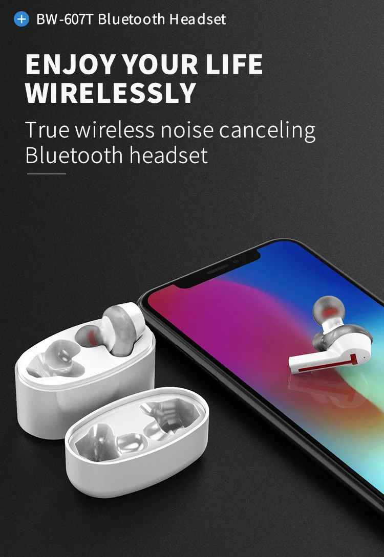 BW-607 TWS Bluetooth наушники гарнитура Bluetooth 5,0 шумоподавление портативные спортивные наушники бинауральные звонки для IOS Xiaomi