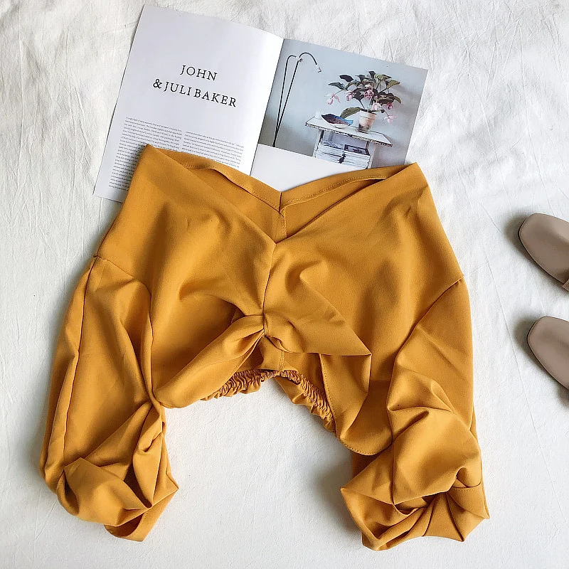 Neploe V Neck Sexy Off Shoulder Puff Long Sleeve Blouse Women Korean Tie Design Slim Short Blusas Spring 2020 New Shirt 49109