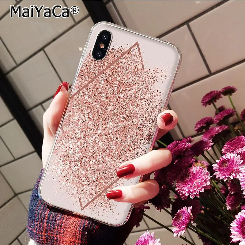 Pink Rose Gold Glitter Bling Marble Aesthetic Diamond Pearl