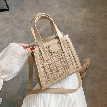 

2020 Summer Weave Large Capacity Handbags Women Designer PU Leather Female Crossbody Bags Sac A Main Femme Ladies Shoulder Bag