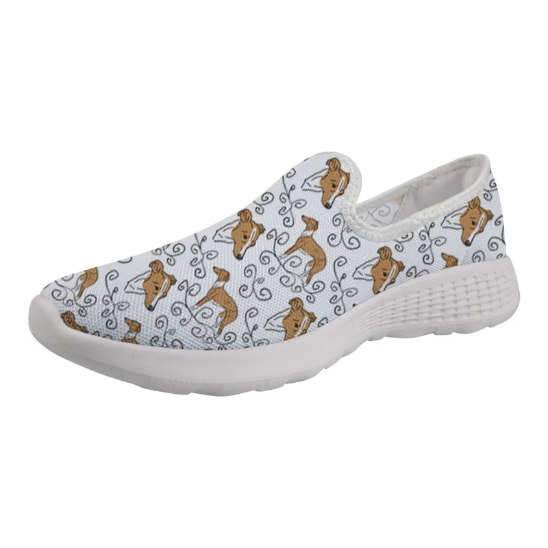 Подгонянная женская обувь собака породы борзая печать с отверстиями на подошве кроссовки женские уличные легкие туфли Лето Новое поступление - Цвет: LMSP0102ZAA