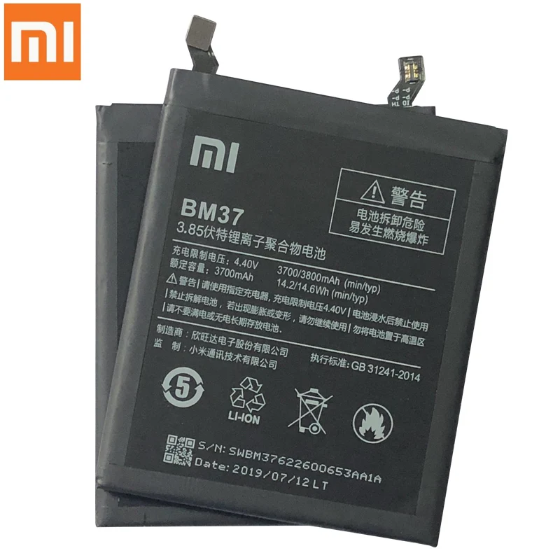 Xiaomi mi 5S Plus аккумулятор BM37 3800 мач для Xiaomi mi 5S Plus mi 5S Plus высококачественный сменный аккумулятор для телефона BM37