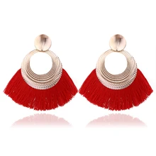 בוהמי בעבודת יד עגילי עבור נשים Boho סגנון אישה ציצית עגיל נשי תכשיטי כלה מצויץ בציר ארוך Earrinngs מתנות(China)