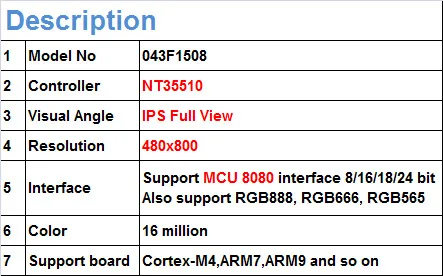 Емкостный 4,3 дюймовый модуль ips экран TFT lcd емкостная сенсорная панель дисплей 480x800 разрешение NT35510 контроллер MCU 8080