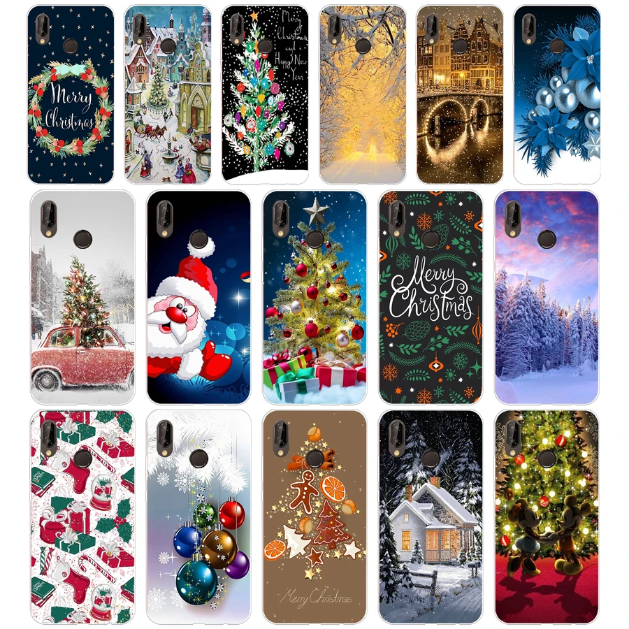 

342FG New Year Snowman Colorful Merry Christmas 2 Soft Silicone Tpu Cover Case for huawei p20 lite mate 20 lite