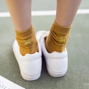 

2020 new Cartoon Cotton Colored Women Socks Hipster Embroidery Pile of socks Solid Funny Girls High Sock