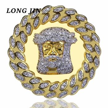 

European And American Big Luxury Jesus Head Men's Ring High-End Micro Studded With Zircon Hip-Hop Ring Anniversary Gift Jewelry