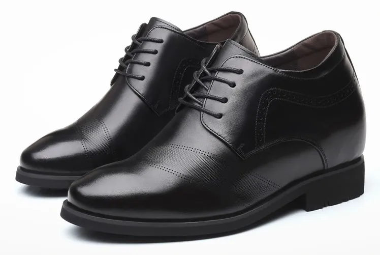 Обувь на каблуке 10 см, увеличивающая рост Мужская обувь из коровьей кожи, деловая обувь, невидимая стелька, Мужские броги, свадебные модельные туфли