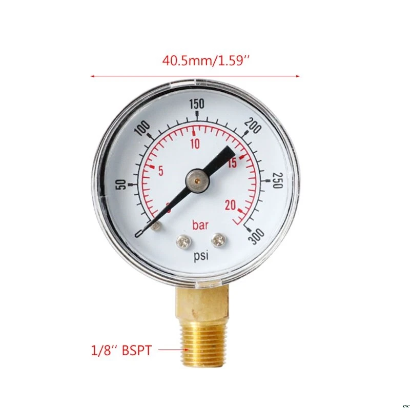 Accuracy Class 2.5% Pressure Gauge 40mm DIAL PRESSURE 1/8" BSPT Vertical 15,30,60.100,160 200, 300 PSI & Bar images - 6