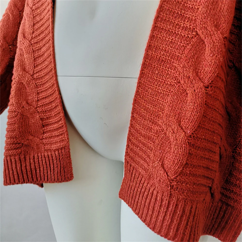 Свободный Женский вязаный кардиган, большой размер, длинный рукав, сплошной цвет, кардиган, свитер, осень и зима, повседневный вязаный свитер, пальто