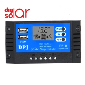

Battery Charge Controller 10 A 10 50 100 pcs 12 V 24 V PWM LCD Auto Solar Panel Solar Collector Regulator with Dual USB Output