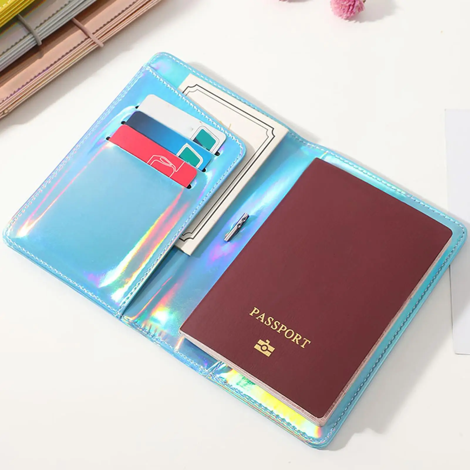 

Faux Leather Certificates Storage Bag Passport Cover Holder Protective Case