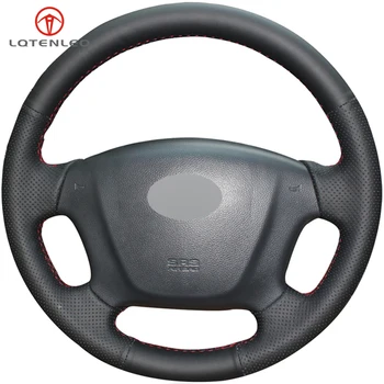 

LQTENLEO Black Artificial Leather Steering Wheel Cover For Kia Carens 2006-2011 Opirus Rondo 2003-2010 Hyundai Entourage 2007
