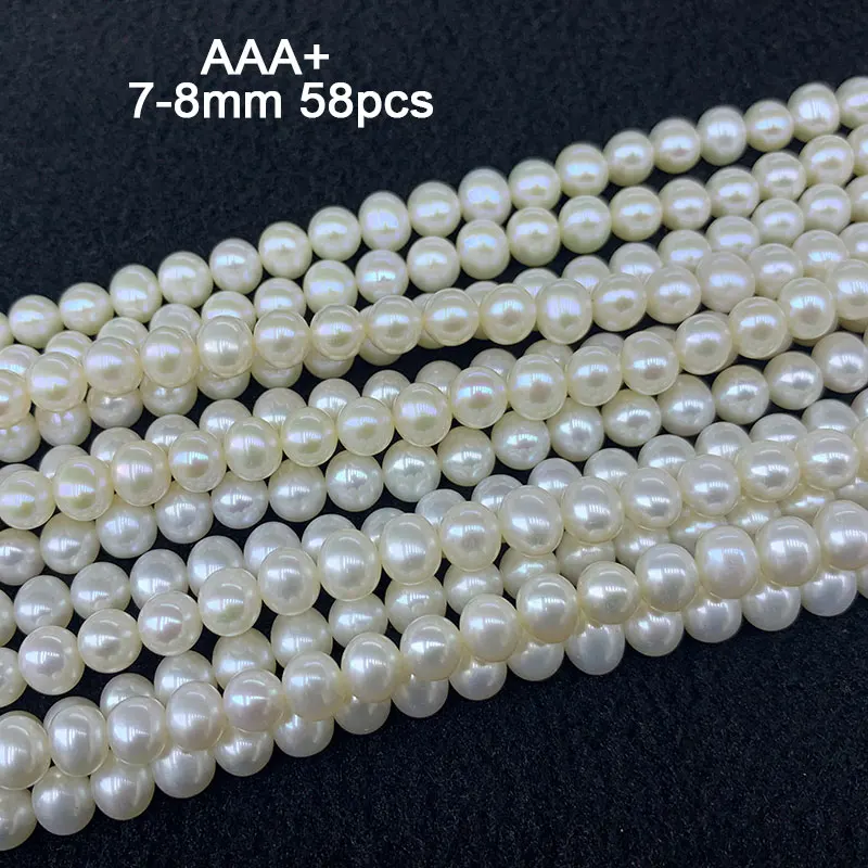 Top AAAA Near Round White Natural Freshwater Pearl Beads For Jewelry Making DIY Bracelet Necklace 7 8 9 10 11MM