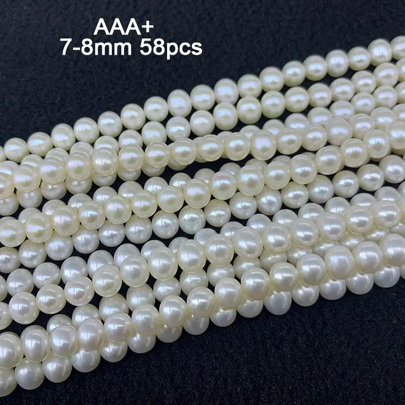 Top AAAA Near Round White Natural Freshwater Pearl Beads For Jewelry Making  DIY Bracelet Necklace 7 8 9 10 11MM