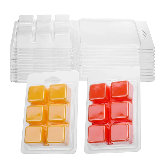 Wax Melt Containers Bulk 50 Pack Wax Melt Clamshell Packaging Clear Plastic  Wax Melt Molds For Candle Making (square Shape)