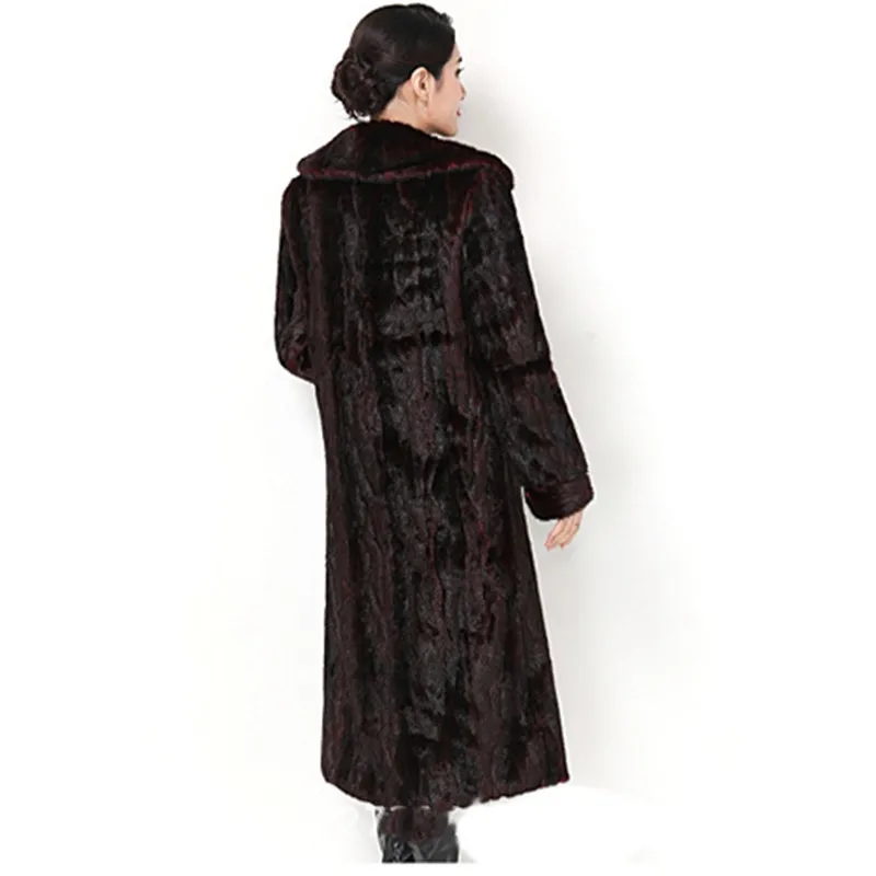 Модное пальто из искусственного меха для мамы черная, винно-красная, 5XL, плюс размер, Тонкая зимняя новая Корейская куртка с длинным рукавом для отдыха из искусственного меха, feminina LR454