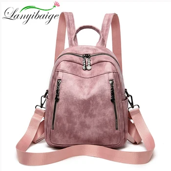 

2020 New Spring Woman Backpack High Quality Oil PU Leather Brand Fashion Female Backpacks High Quality School Bag Travel Bag