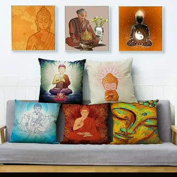 

Maitreya Buddha Statue Print Cushion Cover Square Throw Pillows Car Home Decor
