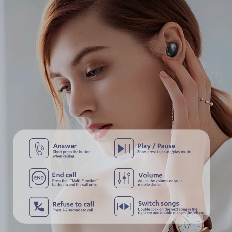 Bluetooth наушники TWS T1 профессиональная гарнитура 5 0 беспроводные 3D стерео громкой