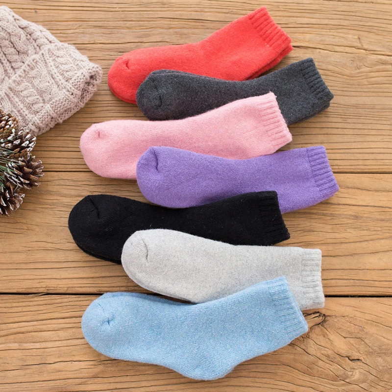 1 пара зимних теплых носков для мужчин и женщин, одноцветные толстые шерстяные носки из кроличьей шерсти, теплые хлопковые мужские носки для снега и холода
