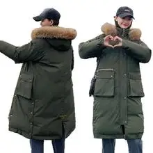 Мода, зимняя элегантная женская одежда в Корейском стиле, женская одежда средней длины с длинным рукавом и капюшоном, Свободная Женская одежда с хлопковой подкладкой