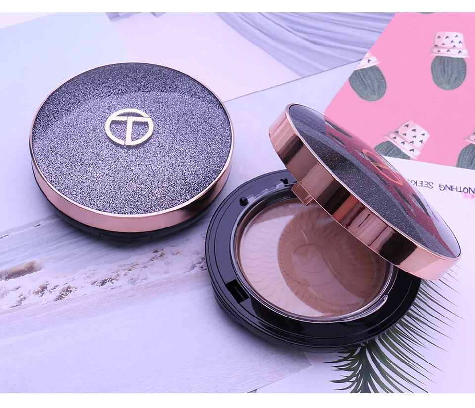 pó com Sopro Rosto pó Natural Mineral Corretivo Óleo-controle Clareamento Maquiagem Cosméticos Pressionado o. tw O.o 3 Cor 8 cosméticos pressionado pó com sopro
