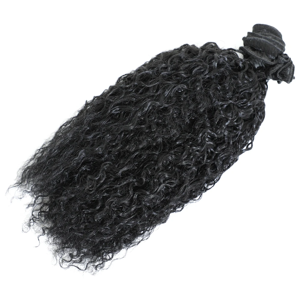 Изображение красота афро кудрявые вьющиеся волосы 16 дюймов 6 Пряди/лот синтетические волосы плетение 200 г натуральный цвет все в одном наращивание волос