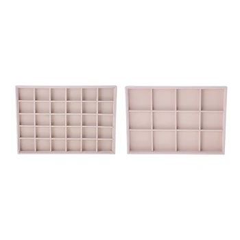 

2 Pieces 12/30 Grids Ring Earrings Necklace Jewelry Display Organizer Box Tray