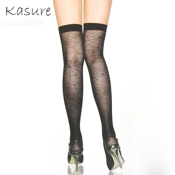 

KASURE Sexy Transparent Stocking For Women With Spider web Pattern Spring Summer Mesh Tights For Lady