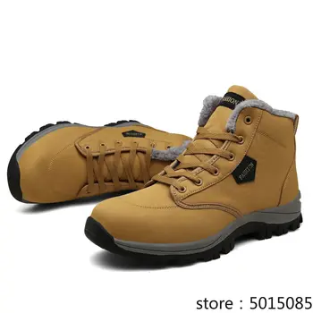 

39~46 Winter Plush Sneakers Men Ankle Boots Snow Waterproof Oxford Cloth Warm Shoes Comfortable Outdoor Hiking Walking Booties