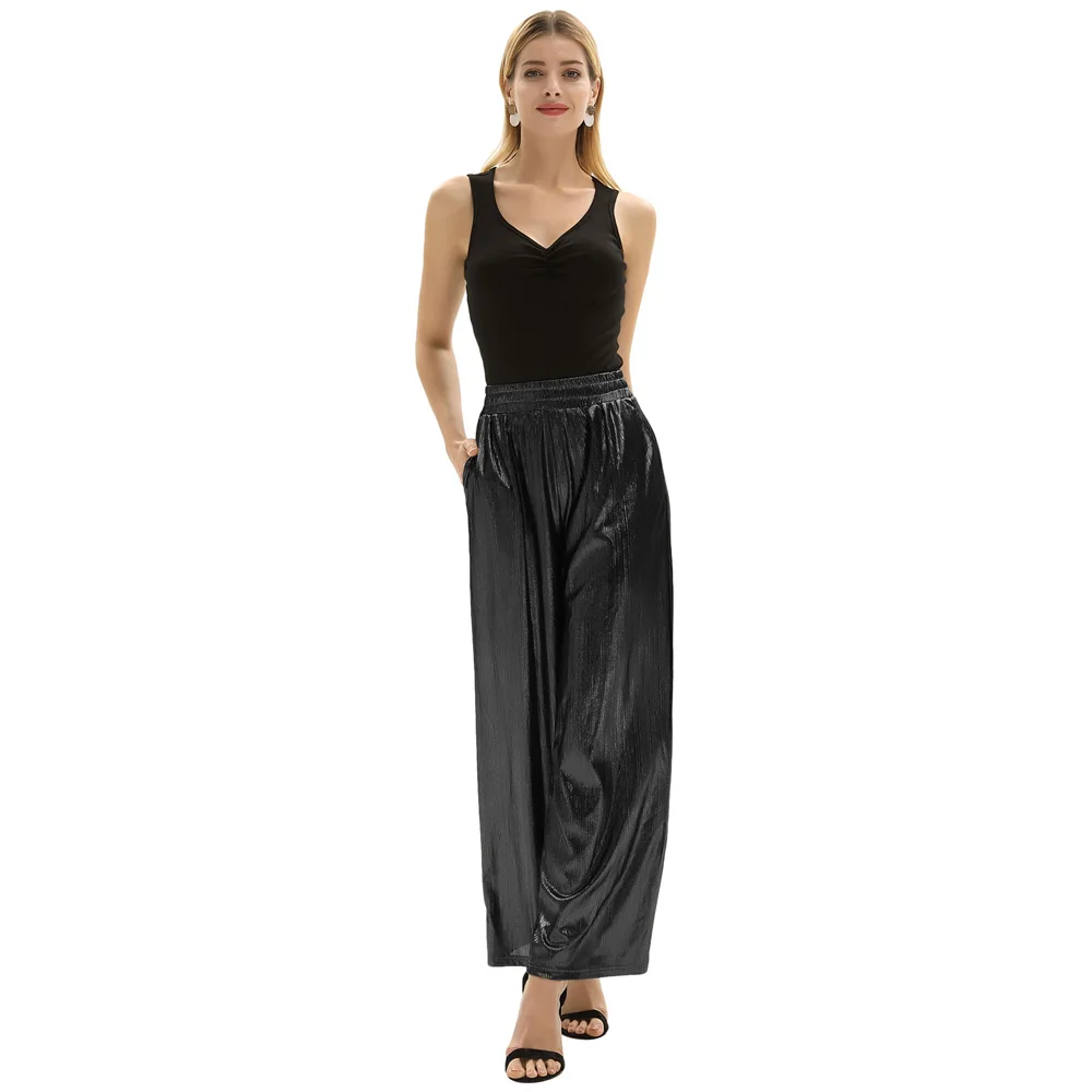 Trend High Street Loose Palazzo Pants Office Lady Wide Leg Trousers Women Elegant OL Style Fashion Flare Pants