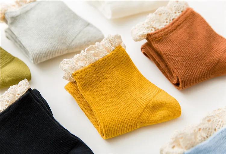 Jeseca/милые носки для девочек в студенческом стиле; коллекция года; милые кружевные носки в японском стиле; сезон осень-зима; хлопковые однотонные винтажные уличные носки; подарок