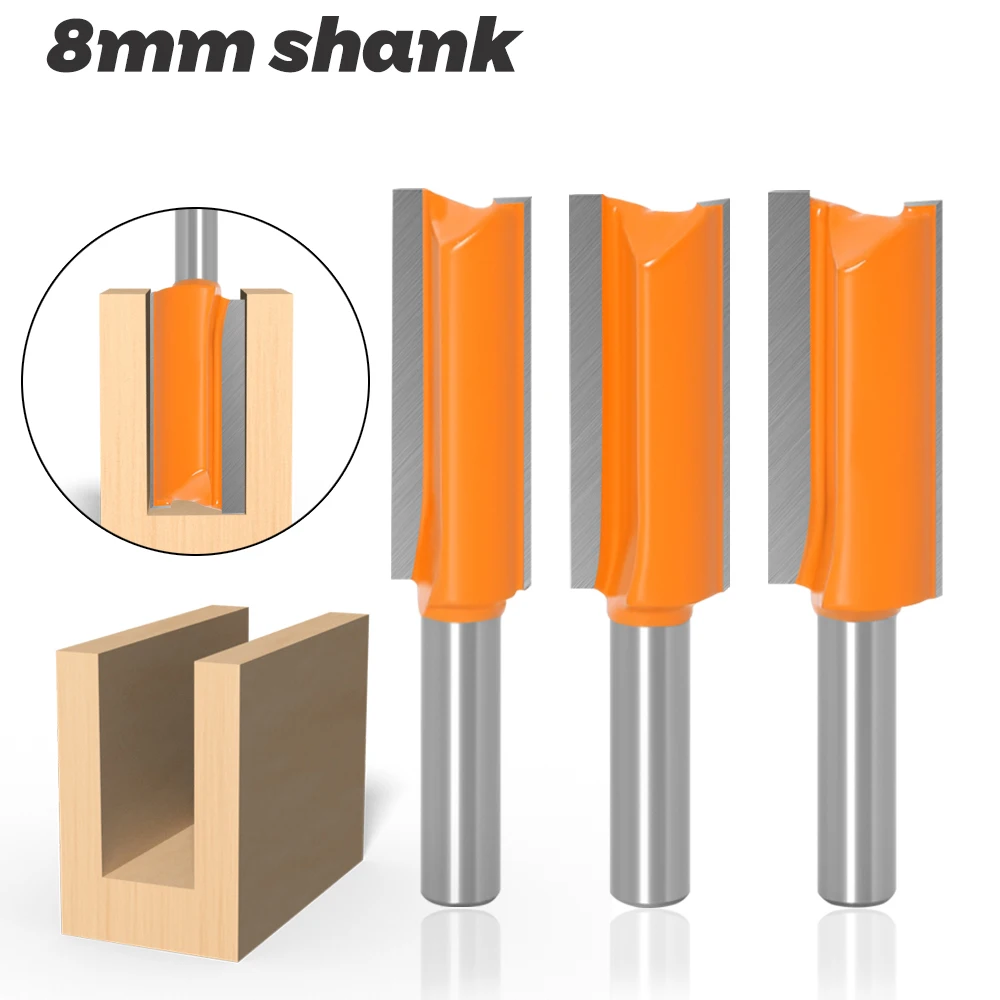 

1PC 8MM Shank Milling Cutter Wood Carving Double Flute Straight Bit Milling Cutter for Wood Tungsten Carbide Router Bit Woodwork