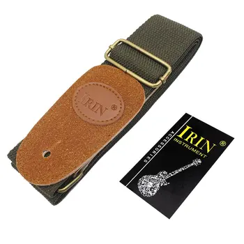 

Pure Color Acoustic Guitar Strap Army Green/Yellow/Black Adjustable Cotton Guitar Belt With PU Leather Ends Guitar