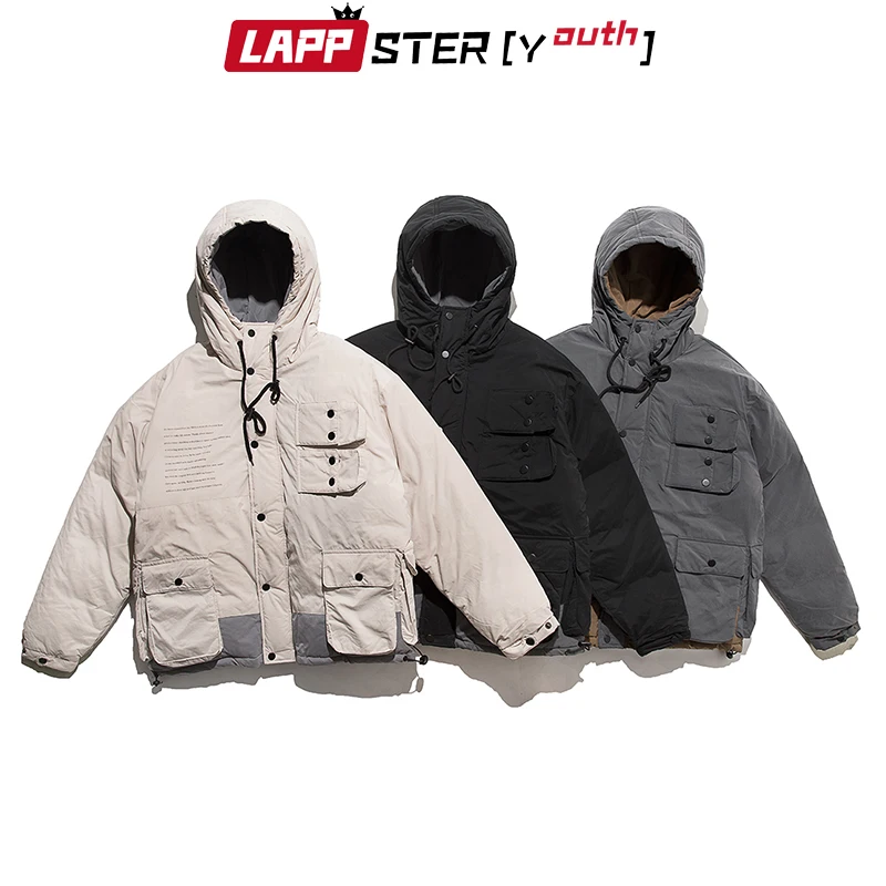 LAPPSTER-молодежная зимняя куртка, Мужская парка в стиле пэчворк, мужские толстые пальто с капюшоном, Мужская Уличная одежда в Корейском стиле, модная дизайнерская одежда