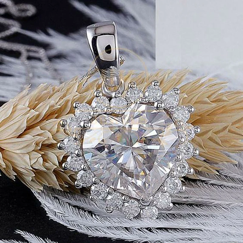 CAOSHI Exquisite Women's Pendant Necklace Dazzling Love Heart CZ Crystal Stone Neck Jewelry for Engagement Accessories Wholesale |