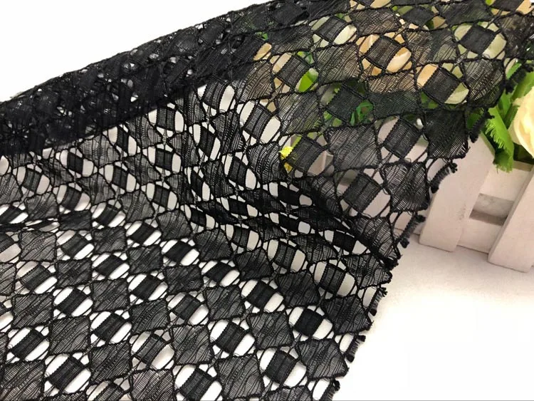 Black lace fabric Высококачественная швейцарская Геометрическая кружевная ткань, ручная работа, платье своими руками, нигерийский ажурный кружевной модный кружевной материал - Цвет: Black lace fabric