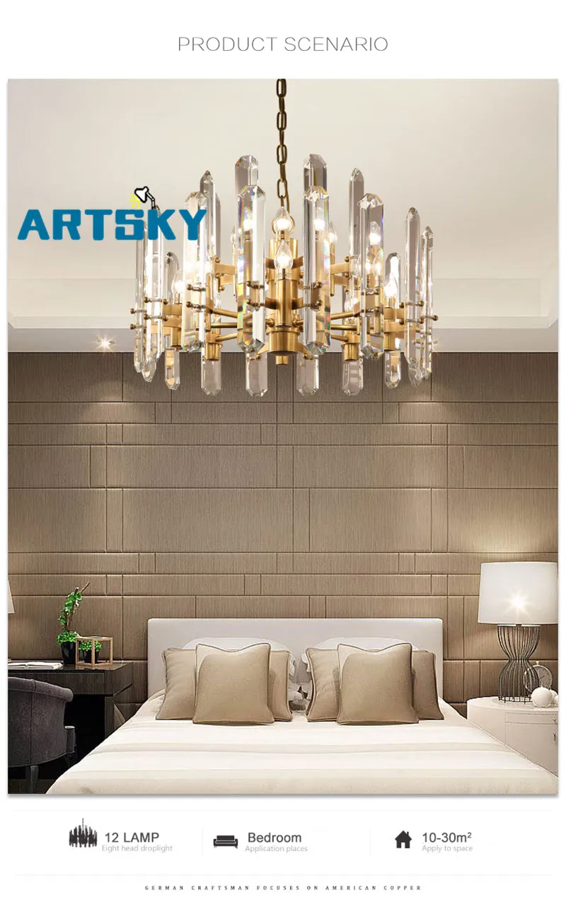 Modern Luxury Dining Room Decorated with Crystal Chandelier for Kitchen Bedroom
