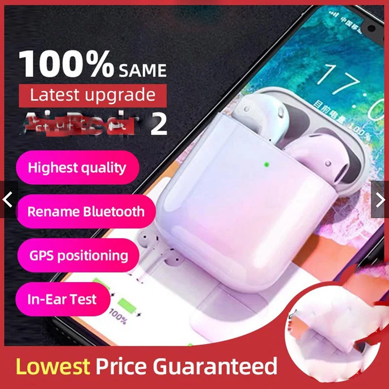 

99% Same Super Air 2 Copy Wireless Earphones Smart Light Sensor Bluetooth 5.0 Earbuds Pops-up Wireless Charger Headsets