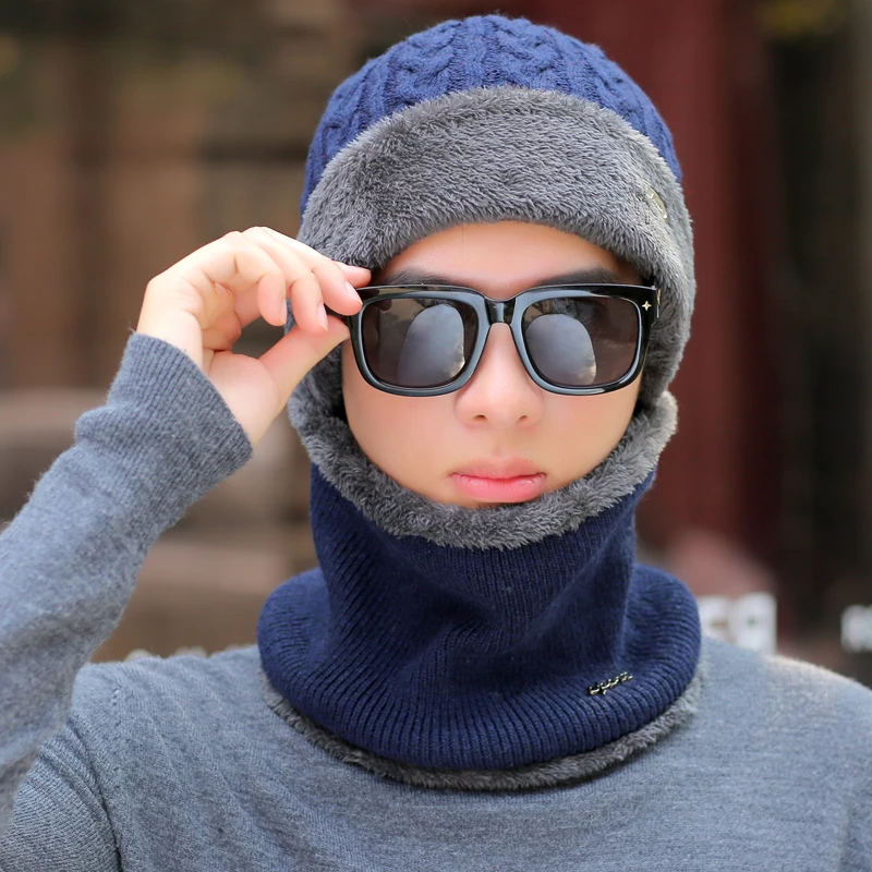 Зимние шапки для мужчин Skullies Beanie шапка зимняя шапка мужской женский шерстяной шарф шапка s Набор Балаклава маска Knitted шапка вязаная шапка