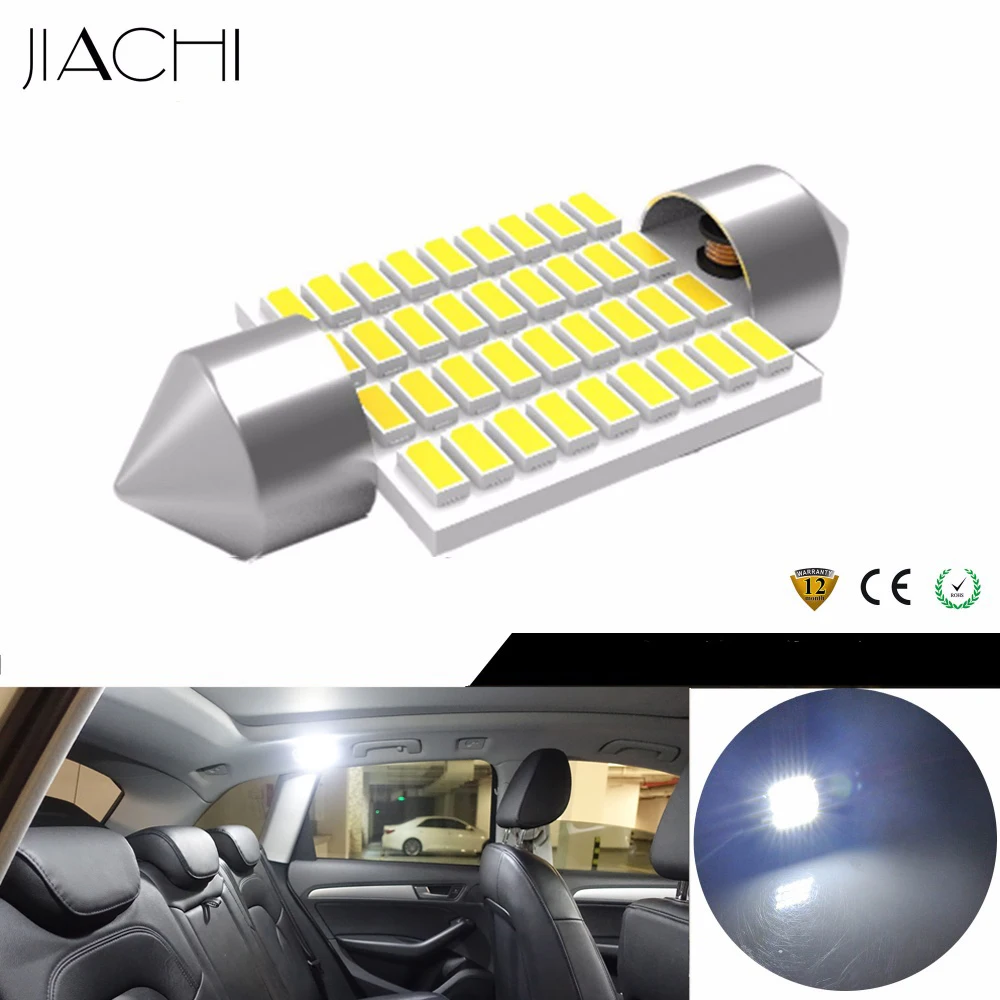 JIACHI 100 x подсветка для салона автомобиля гирлянда 36 мм 6418 C5W 3014SMD 36 светодиодов чипы для интерьера чтения светлый КУПОЛ 12-24 в белый