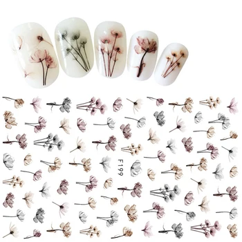 

3d Transfer Sticker Flower Series Nail Decal Stickers Sakura Daisy Lavender Floral Pattern Manicure Nail Art Decoration