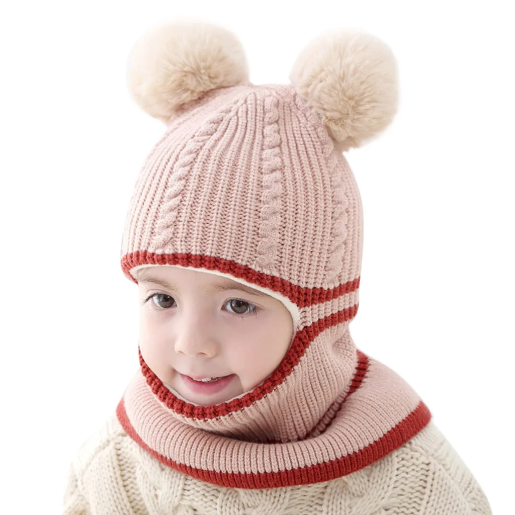 Детские зимние шапки с ушками для девочек и мальчиков; теплые шапки; комплект с шарфом; детская шапочка; Enfant; вязаная Милая шапка для девочек и мальчиков; шапка для младенцев - Цвет: Темно-серый