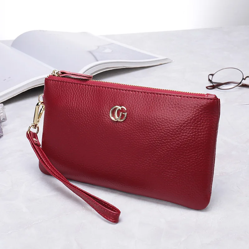 

2019 New Style Long Wallet Genuine Leather Clutch Bag First Layer Cow Leather Wallet Large Capacity Mobile Phone Bag
