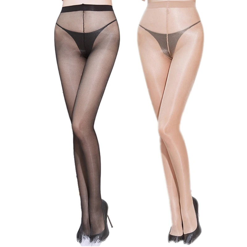 2 Pack Ultra Shiny Sheer Tights High Waist Shimmery Stocking for Women Girls Shiny Oil Pantyhose Footed 