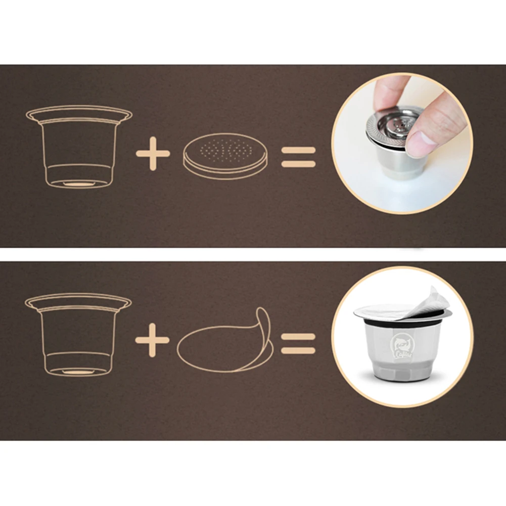 Stainless Steel Reusable Capsules Refillable Coffee Capsules Pods with Lids Compatible with Nespresso Espresso Maker
