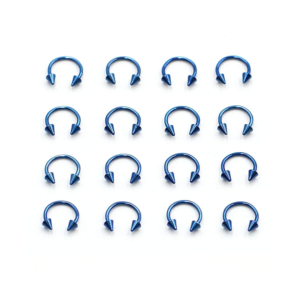 

2pcs Blue Stainless Steel Nose Ring Piercing Horseshoe Spike Septum Piercing Eyebrow Pircing Lip Piercing