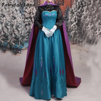 

Princess Elsa Cosplay Costume Carnival Halloween Anna Elsa Dress Purple Cloak Fancy Elsa Outfit Snow Grow Winter Coat